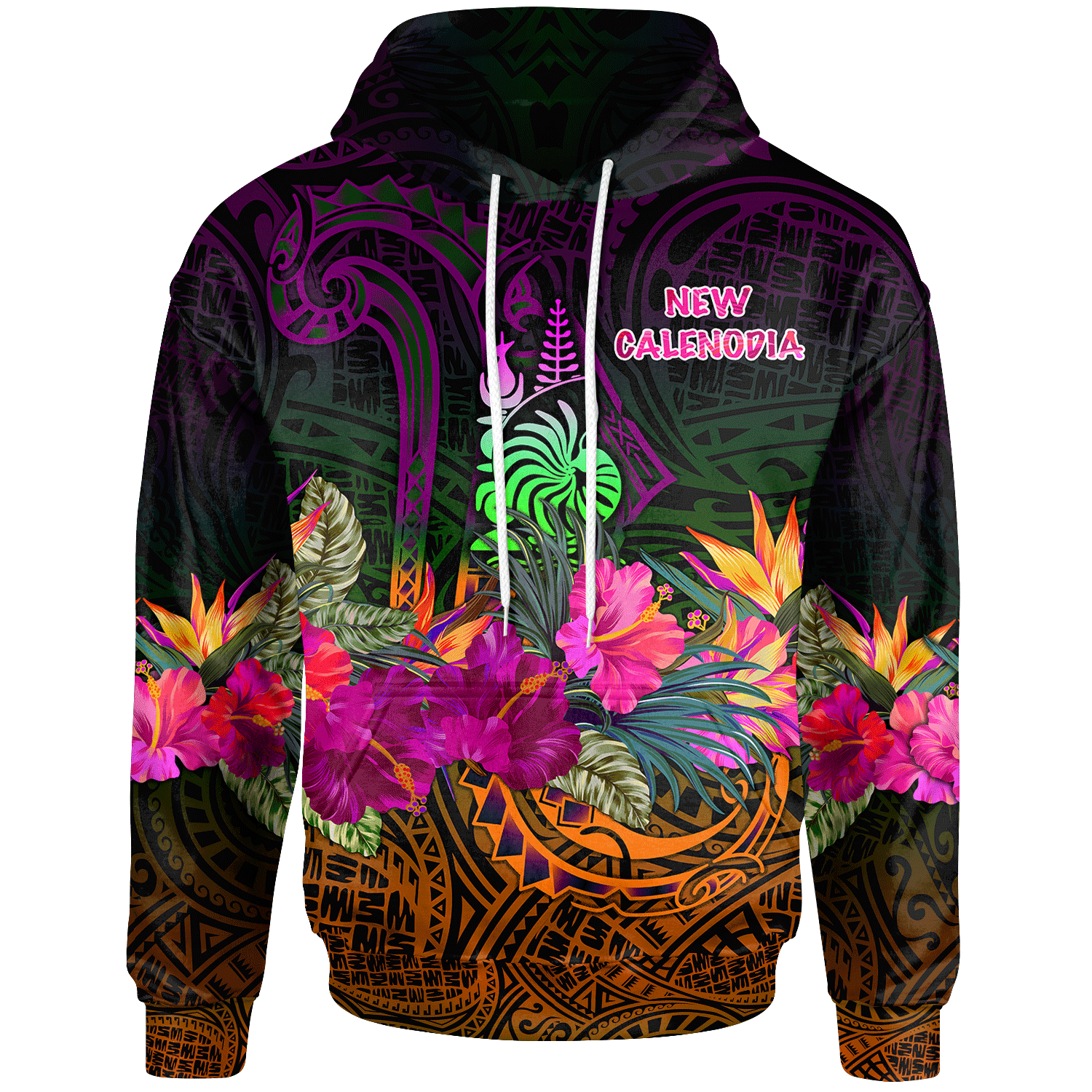 New Caledonia Polynesian Hoodie Summer Hibiscus Unisex Reggae - Polynesian Pride