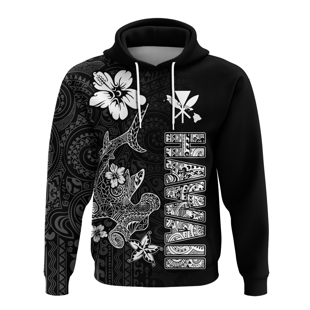 Hawaii Hammerhead Shark Hibiscus Hawaii Pattern Hoodie LT2 - Polynesian Pride