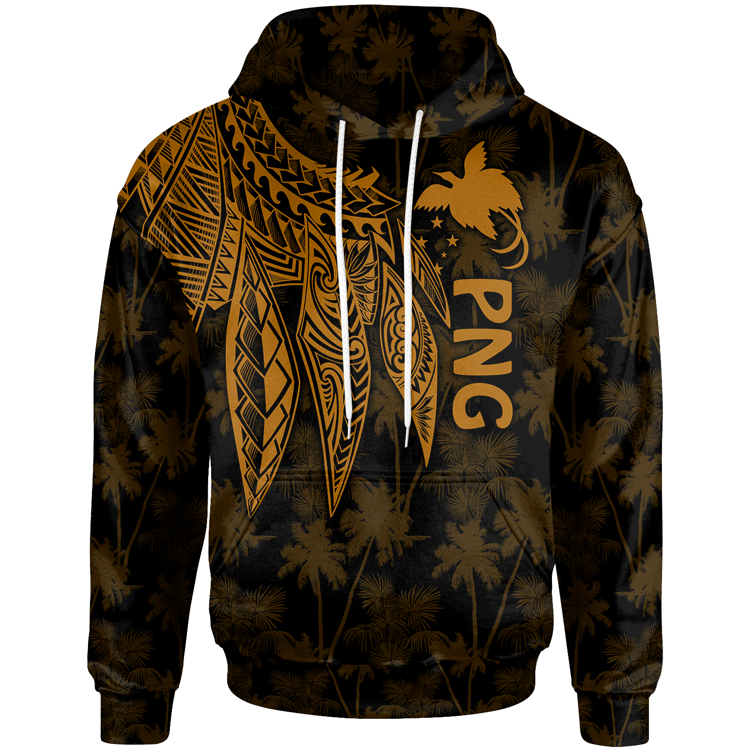 Papua New Guinea Hoodie Polynesian Wings (Golden) Unisex Golden - Polynesian Pride