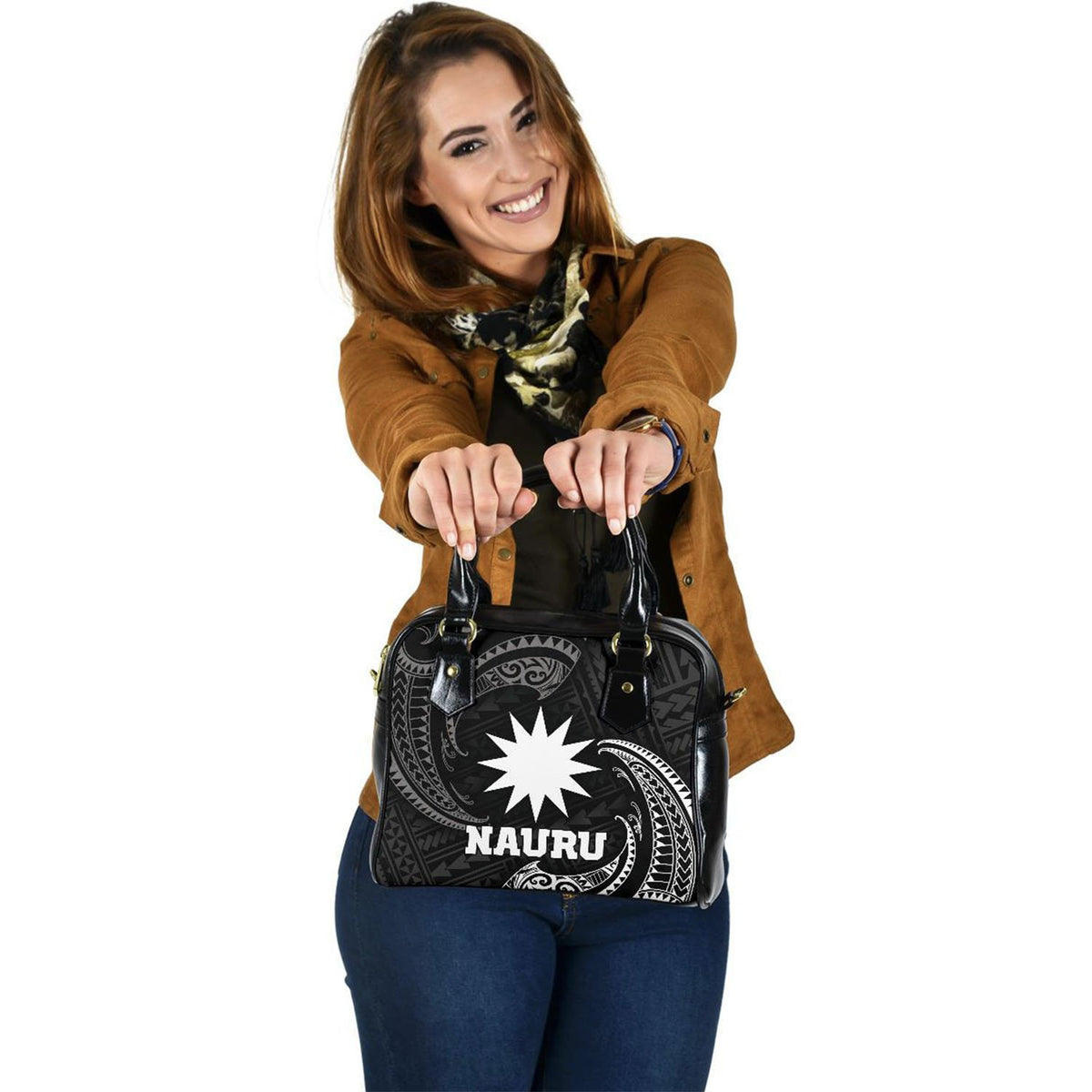 Nauru Polynesian Shoulder Handbag - White Tribal Wave - Polynesian Pride