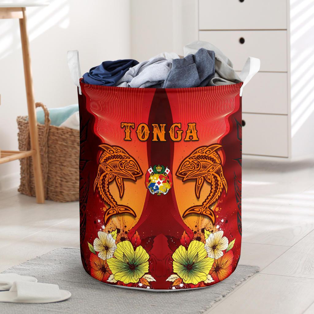 Tonga Laundry Baskets - Tribal Tuna Fish One Style One Size Orange - Polynesian Pride