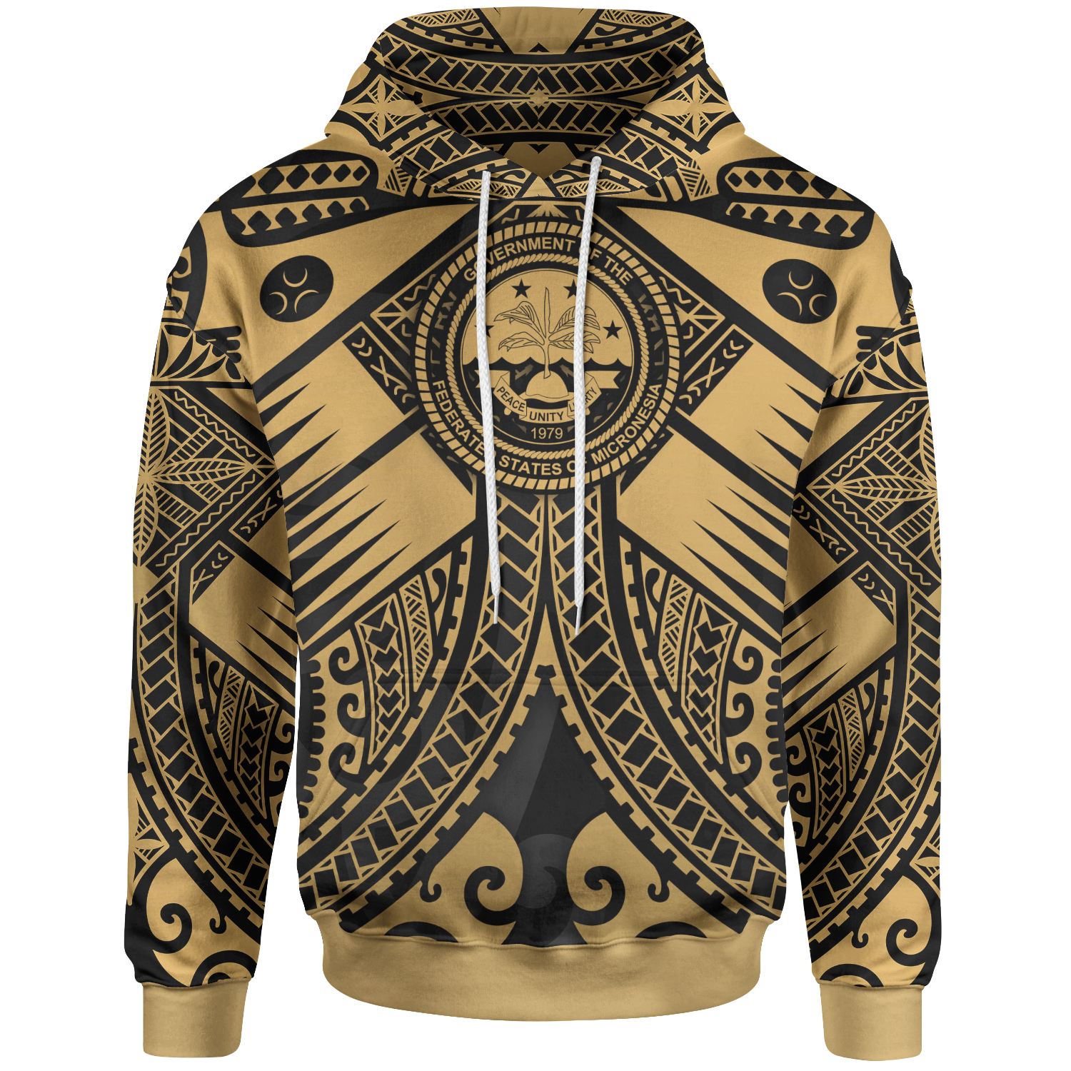 FSM Hoodie Gold Seal with Polynesian Tattoo Unisex Gold - Polynesian Pride