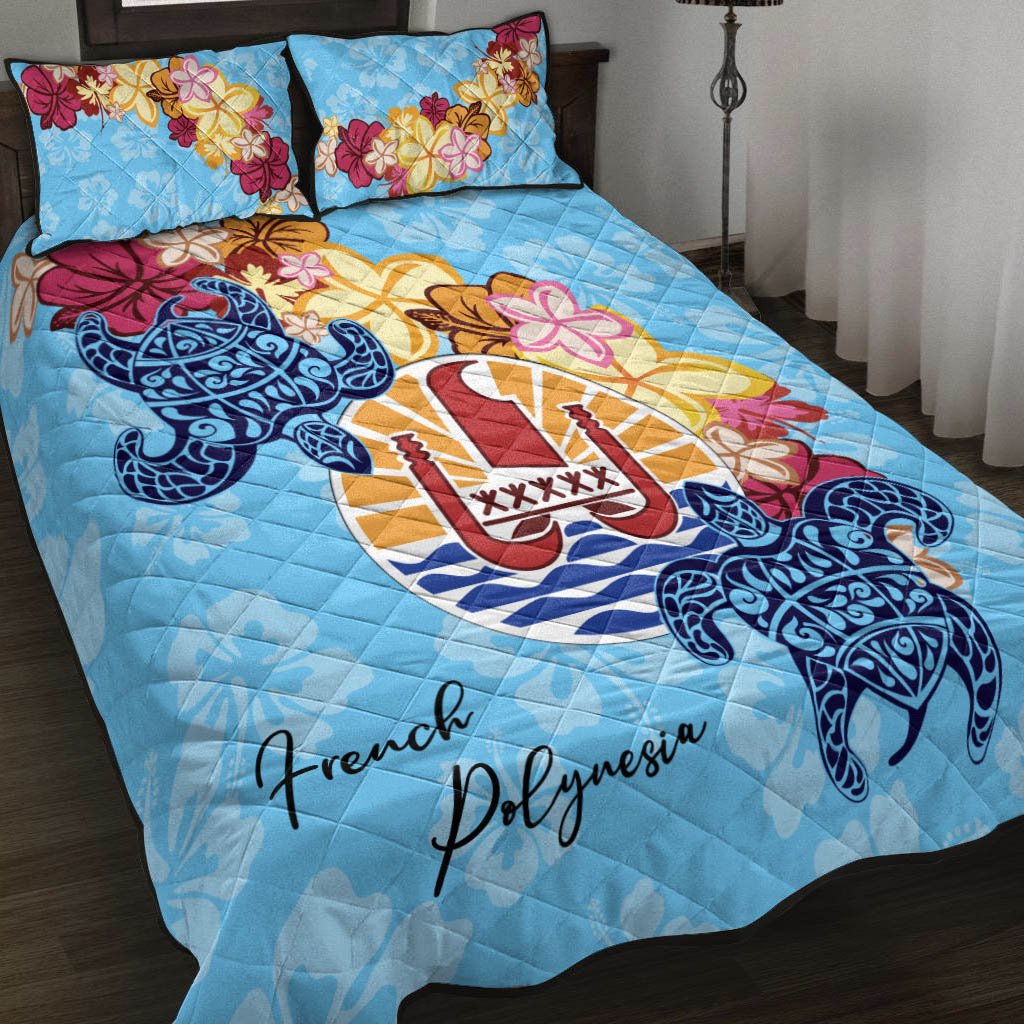 French Polynesia Quilt Bed Set - Tropical Style Blue - Polynesian Pride
