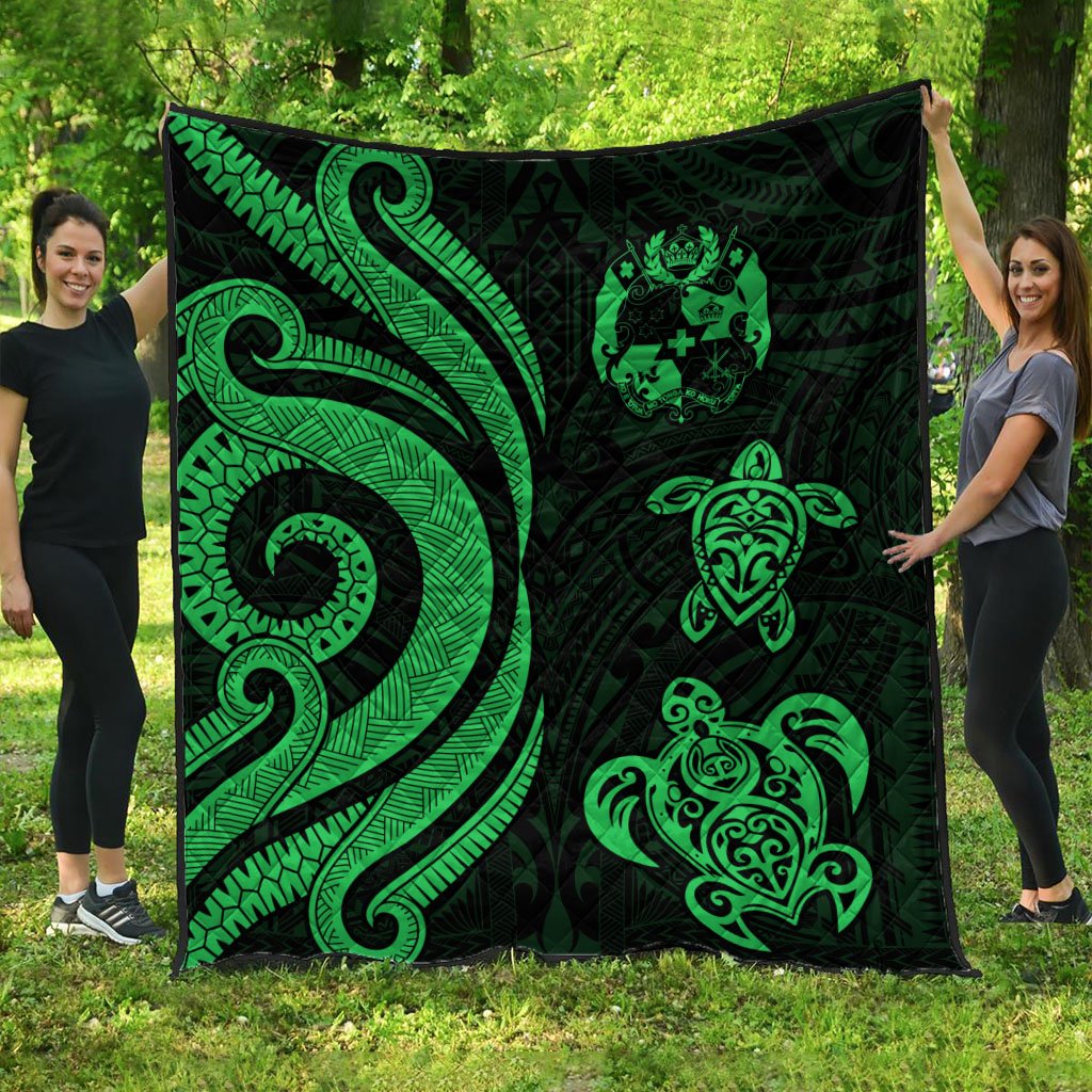 Tonga Polynesian Premium Quilt - Green Tentacle Turtle Green - Polynesian Pride