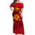 Hawaii Off Shoulder Dress - Red Hibiscus - LT12 Long Dress Red - Polynesian Pride