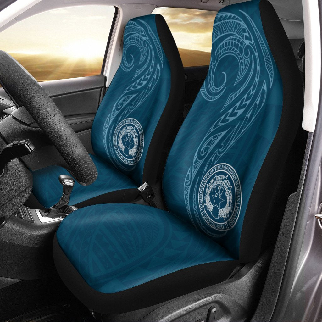 Northern Mariana Islands Car Seat Covers - Polynesian Style Universal Fit Blue - Polynesian Pride