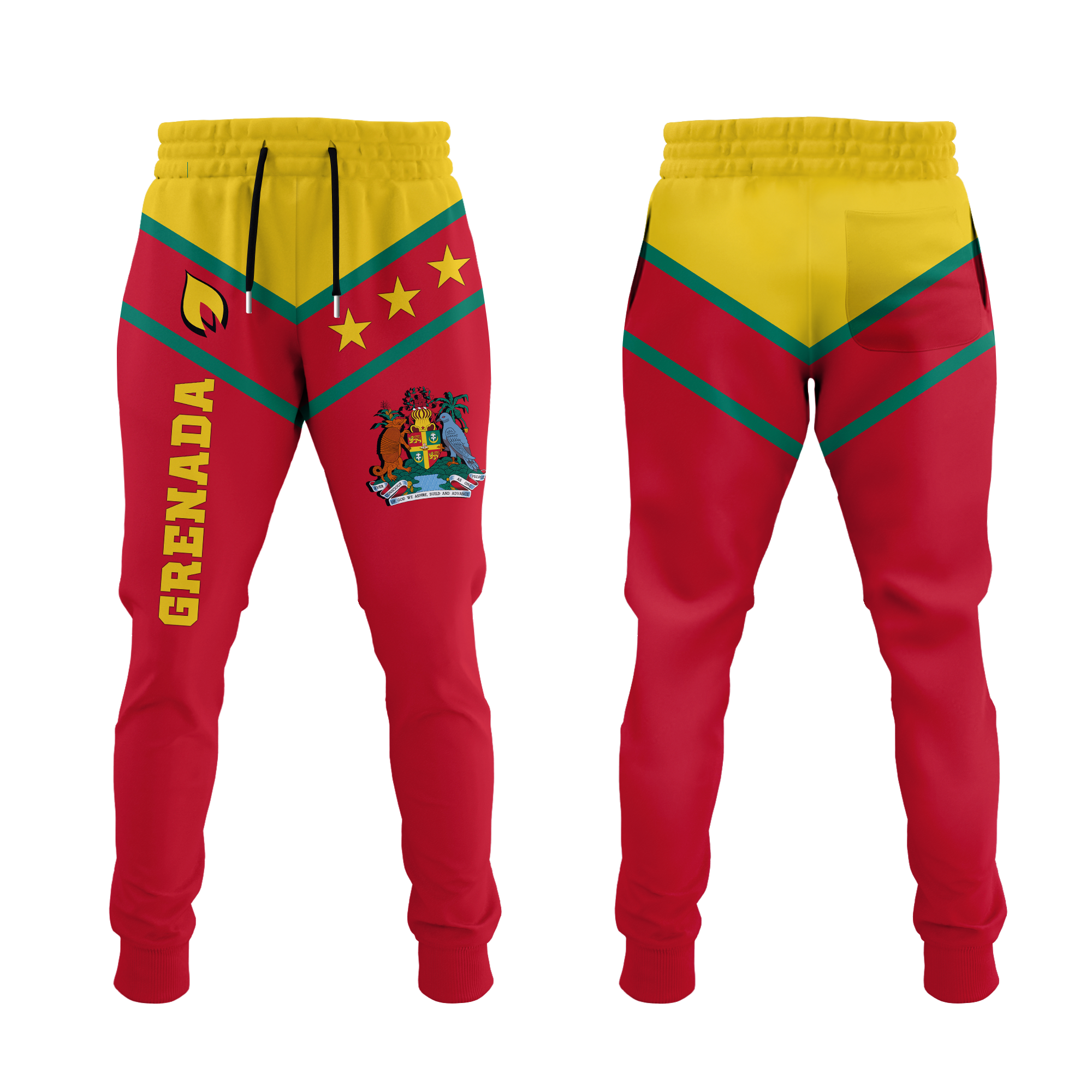 Grenada Jogger Pants - Proud Grenadian - LT12 Unisex Red - Polynesian Pride