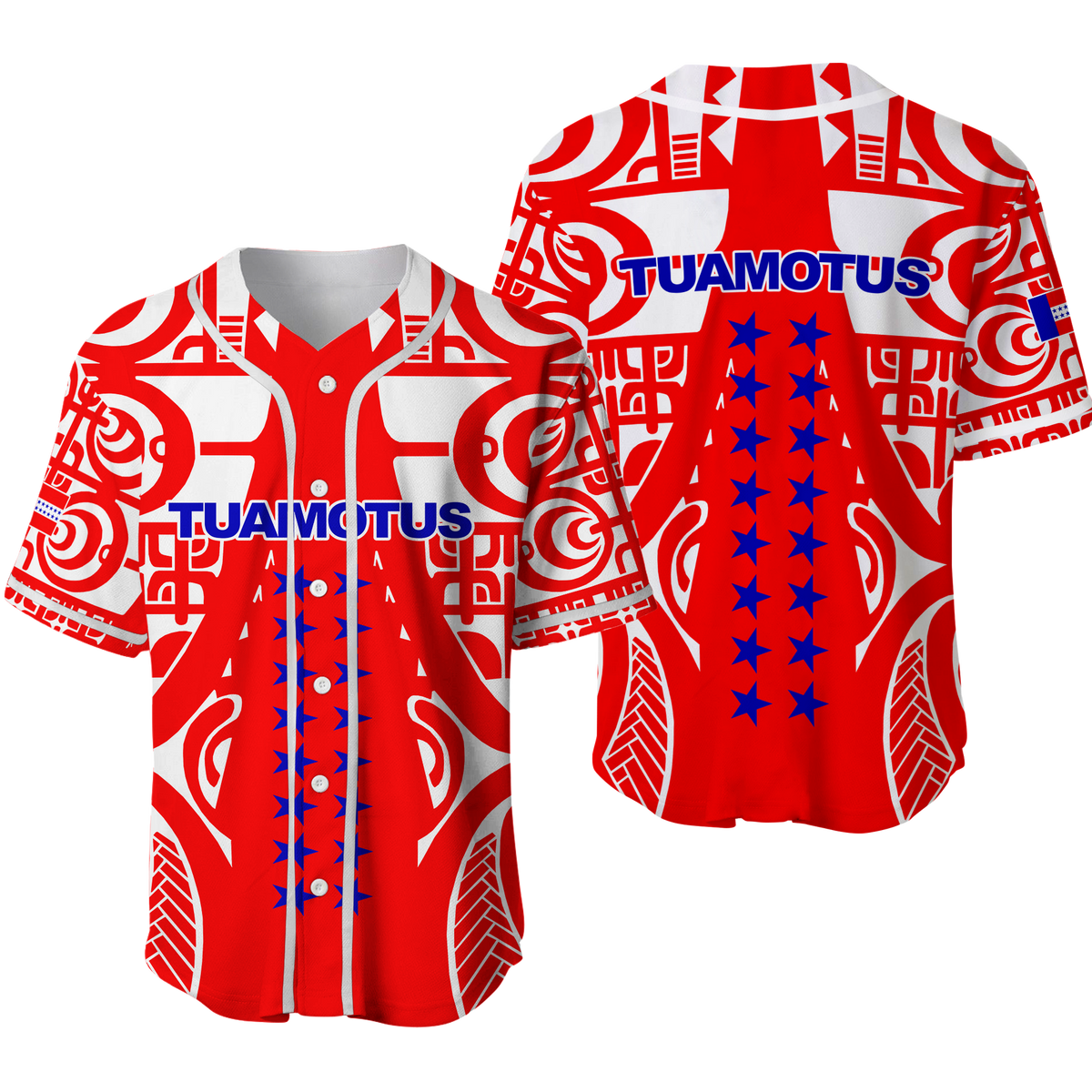 Tuamotu Archipelago Tribal Tattoo Baseball Jersey - LT12 Red - Polynesian Pride