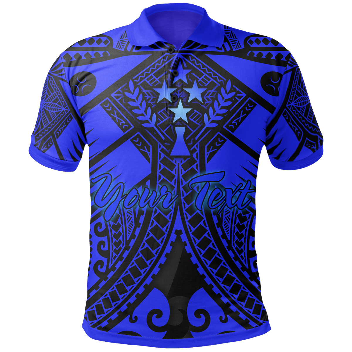 Kosrae Custom Polo Shirt Blue Seal with Polynesian Tattoo Unisex Blue - Polynesian Pride
