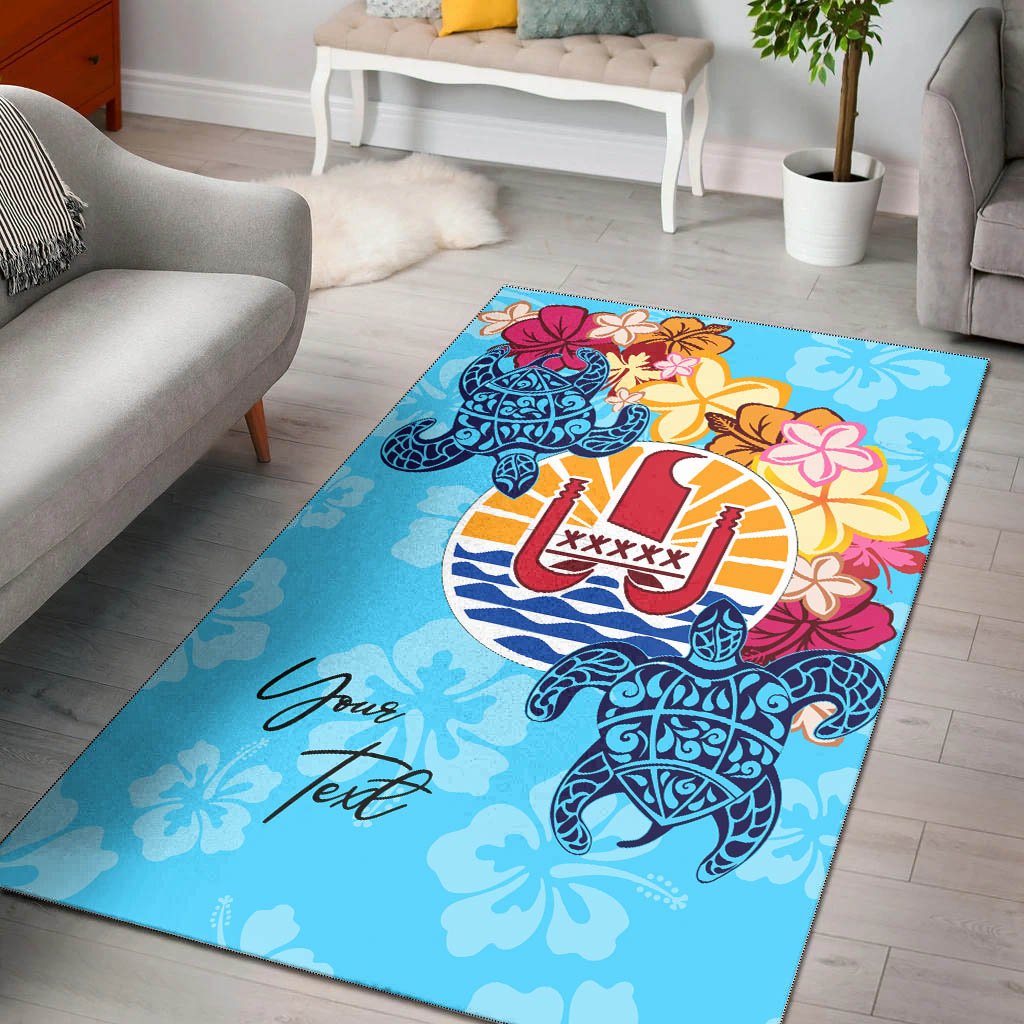 French Polynesia Area Rug - Custom Personalised Tropical Style Blue - Polynesian Pride