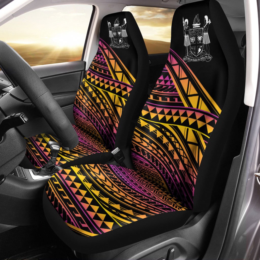 Fiji Car Seat Cover - Special Polynesian Ornaments Universal Fit Black - Polynesian Pride