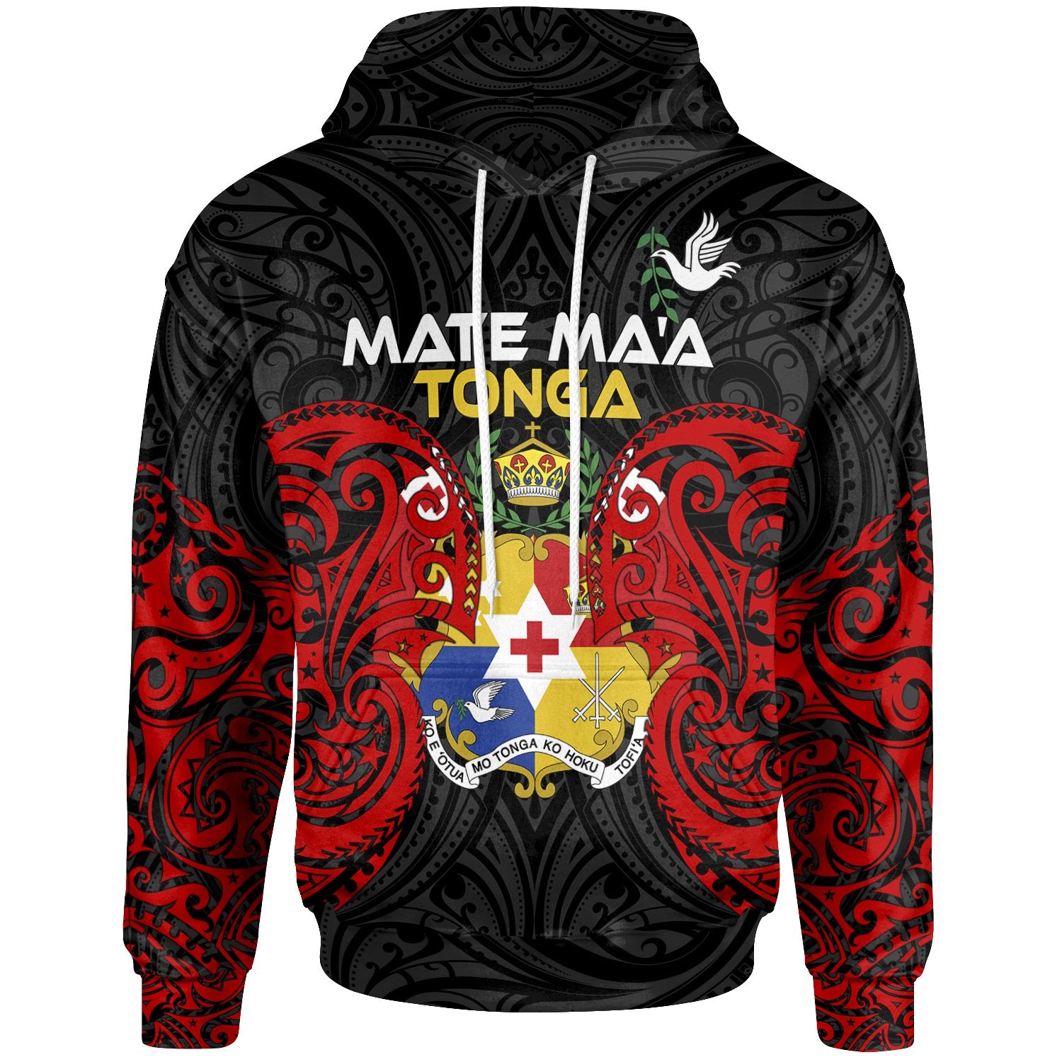 Polynesian Mate Maa Tonga Hoodie Tongan Spirit Unisex Black - Polynesian Pride