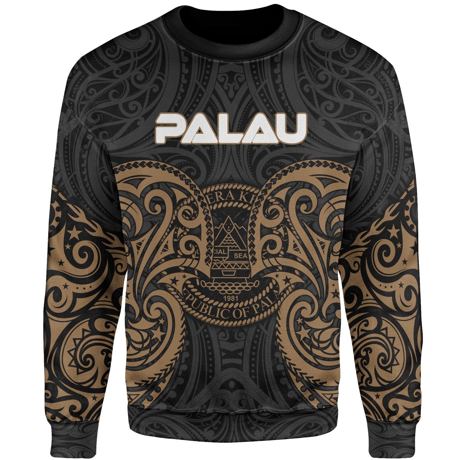 Palau Polynesian Sweater - Spirit Style Gold Unisex Gold - Polynesian Pride