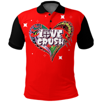 Fiji Valentine Couple Heart Polo Shirt LT2 RED - Polynesian Pride