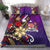Fiji Bedding Set - Tribal Flower With Special Turtles Purple Color Purple - Polynesian Pride