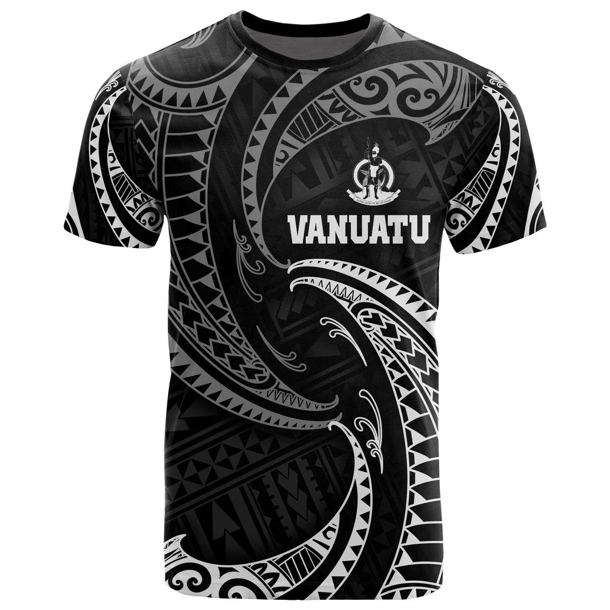 Vanuatu Polynesian All Over T Shirt White Tribal Wave Unisex White - Polynesian Pride