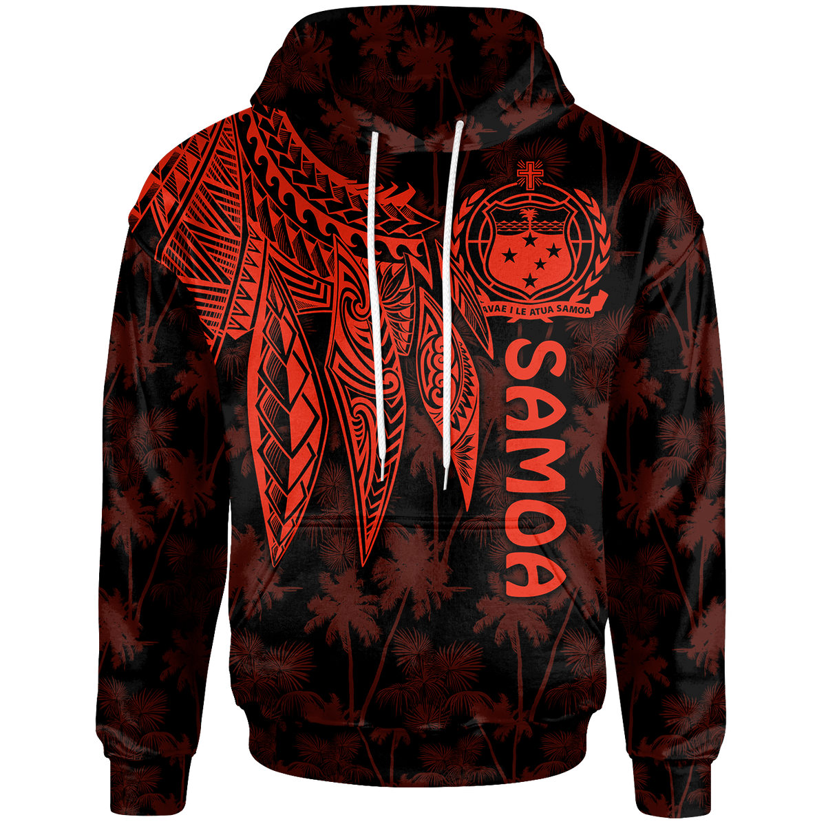 Samoa Hoodie Polynesian Wings (Red) Unisex Red - Polynesian Pride