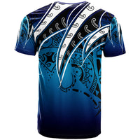 Tonga T Shirt Tropical Leaf Blue Gradient Style - Polynesian Pride
