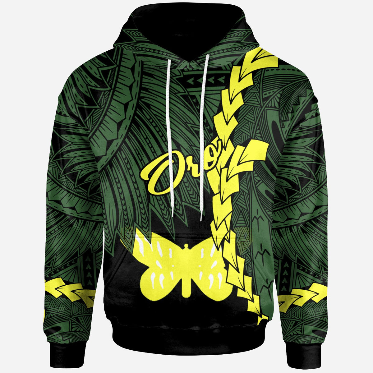 Papua New Guinea Oro Province Polynesian Hoodie Tribal Wave Tattoo Unisex Green - Polynesian Pride