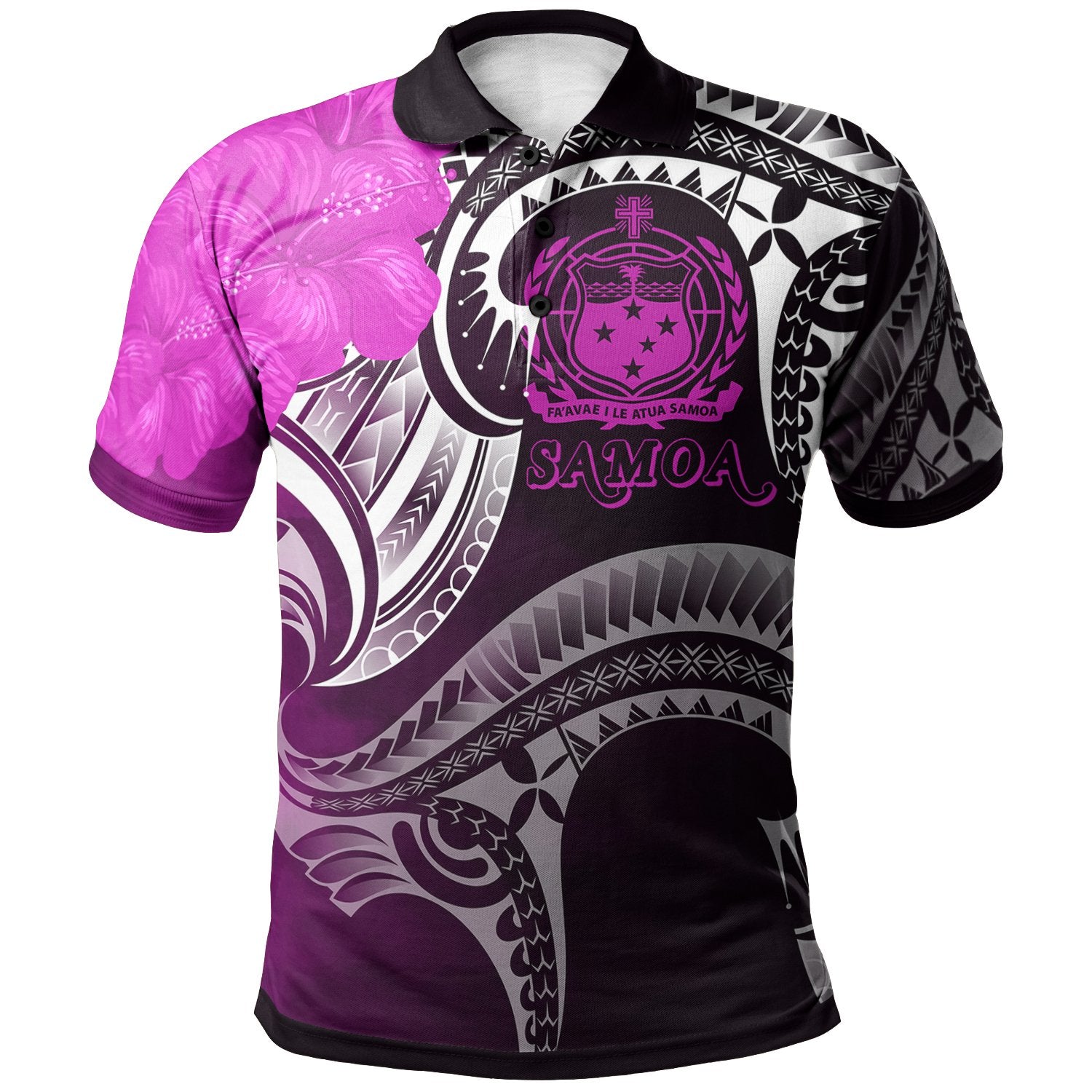 Samoa Polo Shirt Samoan Seal Wave Style (Pink) Unisex Pink - Polynesian Pride