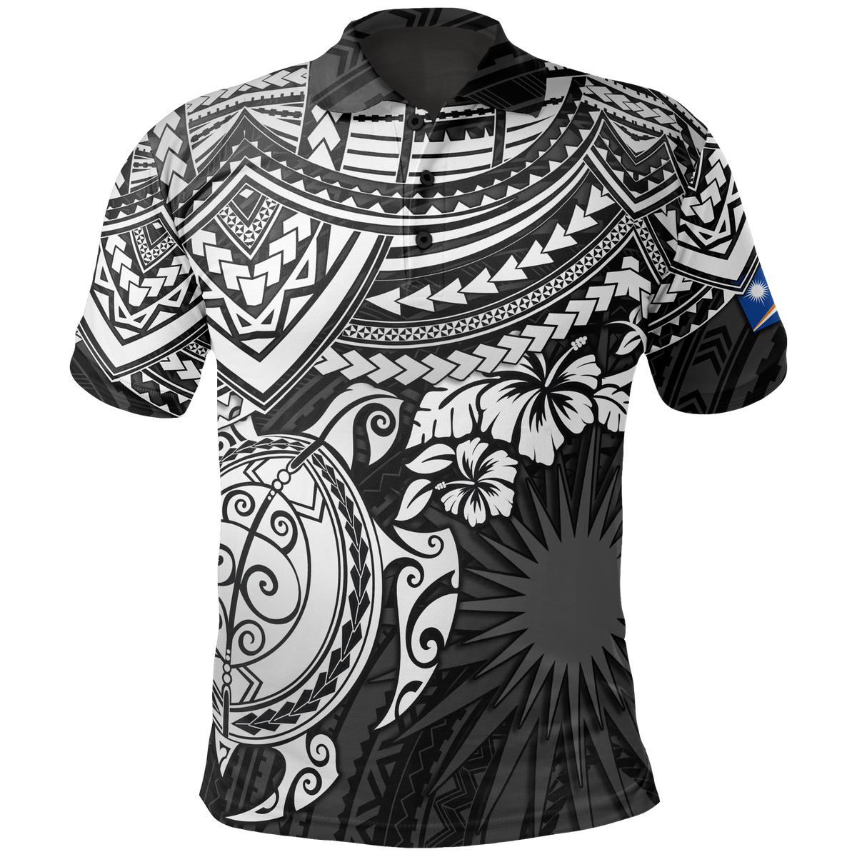 Marshall Islands Polo Shirt Marshall Islands FLag White Turtle Hibiscus Unisex White - Polynesian Pride