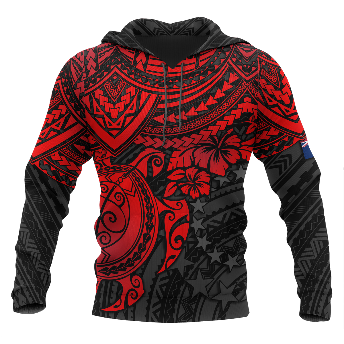 Cook Islands Polynesian Hoodie Red Turtle Unisex Red - Polynesian Pride