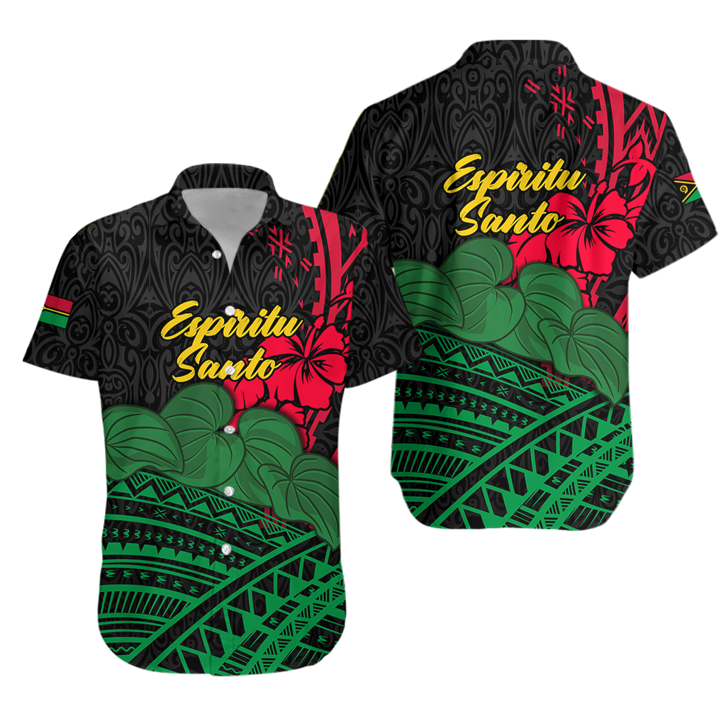 Vanuatu Espiritu Santo Hawaiian Shirt - Kava With Hibiscus - LT12 Unisex Black - Polynesian Pride