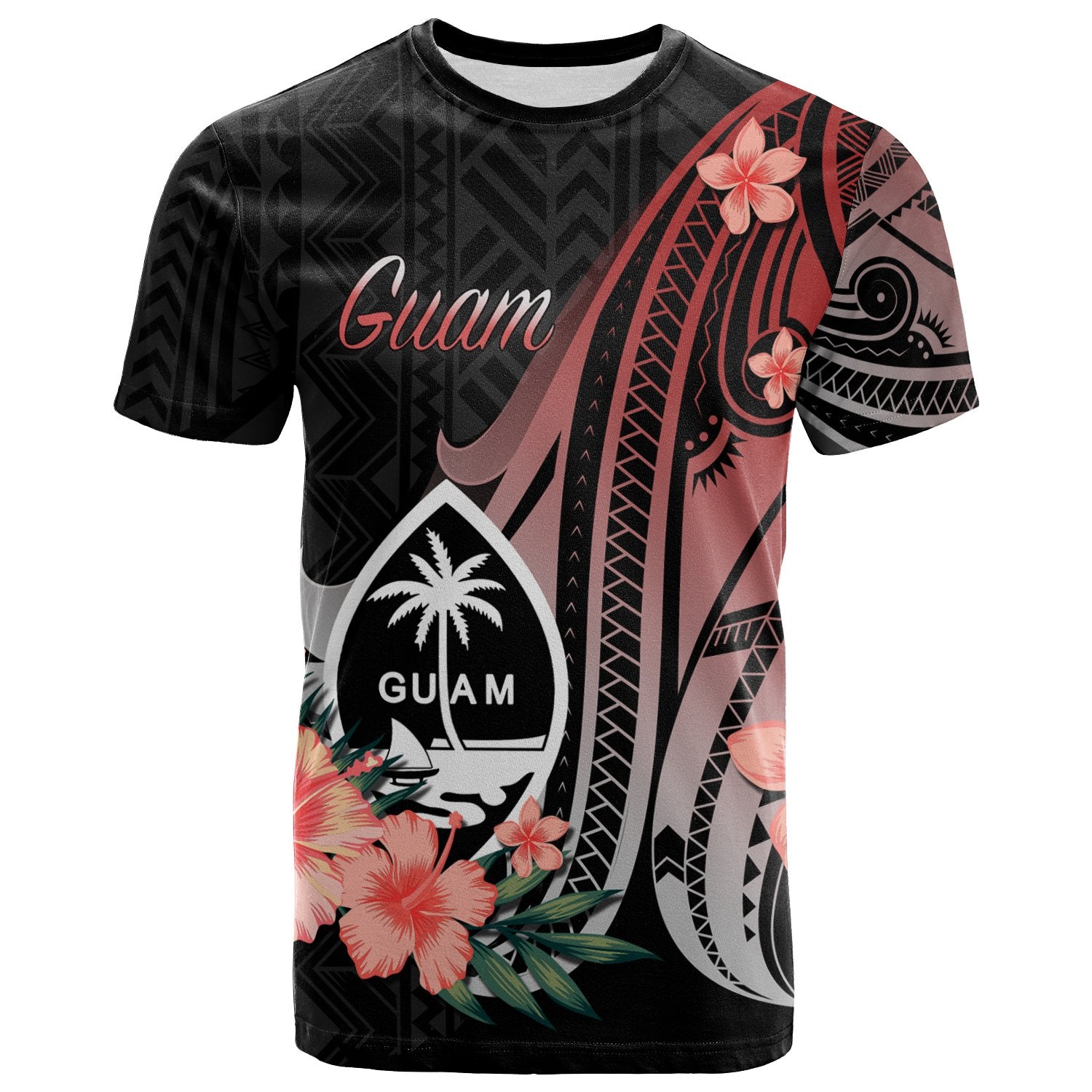 Guam T Shirt Red Polynesian Hibiscus Pattern Style Unisex Red - Polynesian Pride