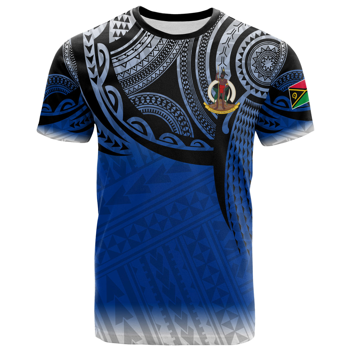 Vanuatu Polynesian T Shirt Tattoo Pattern Unisex Blue - Polynesian Pride