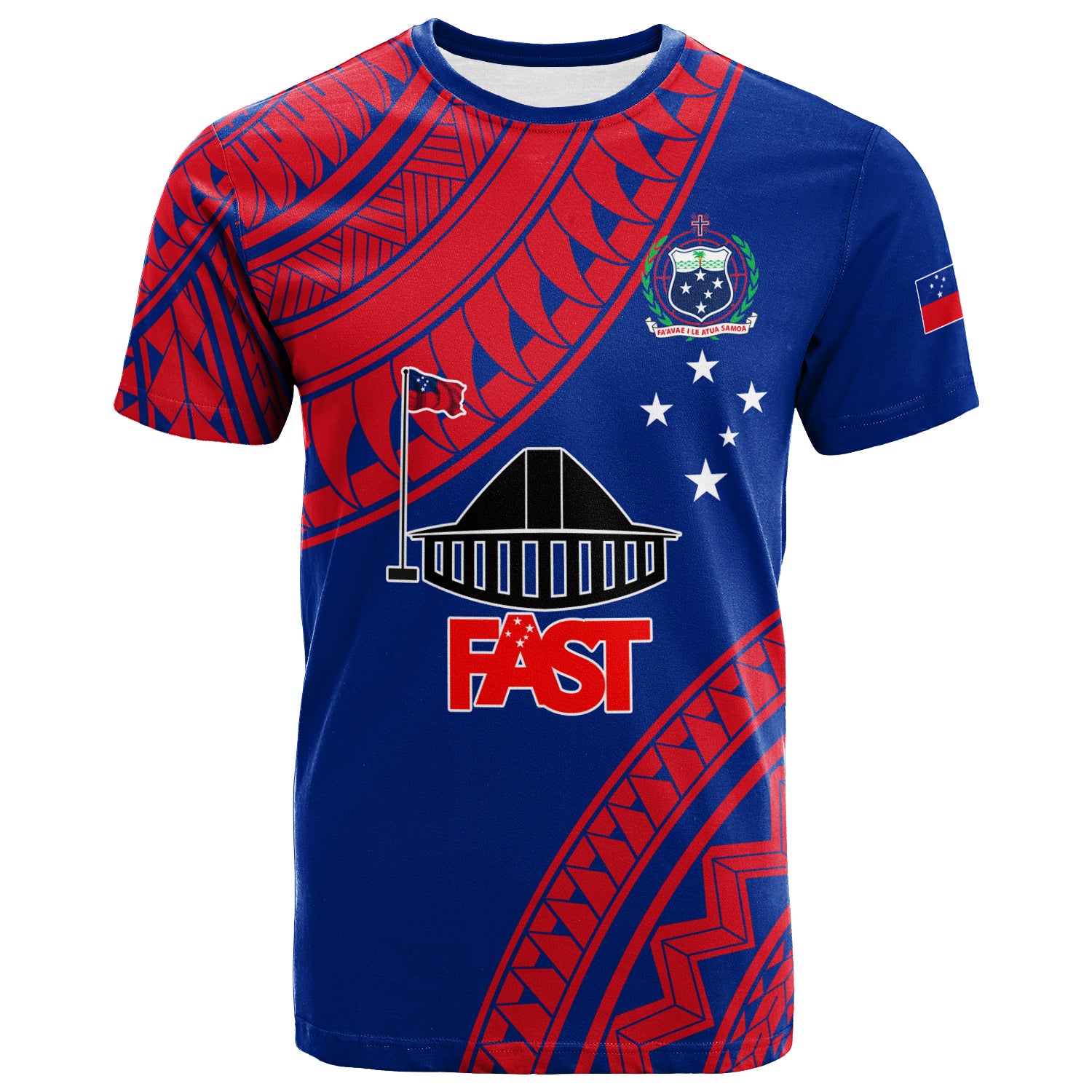F.A.S.T Samoa T Shirt Samoan Pattern LT12 Unisex Blue - Polynesian Pride