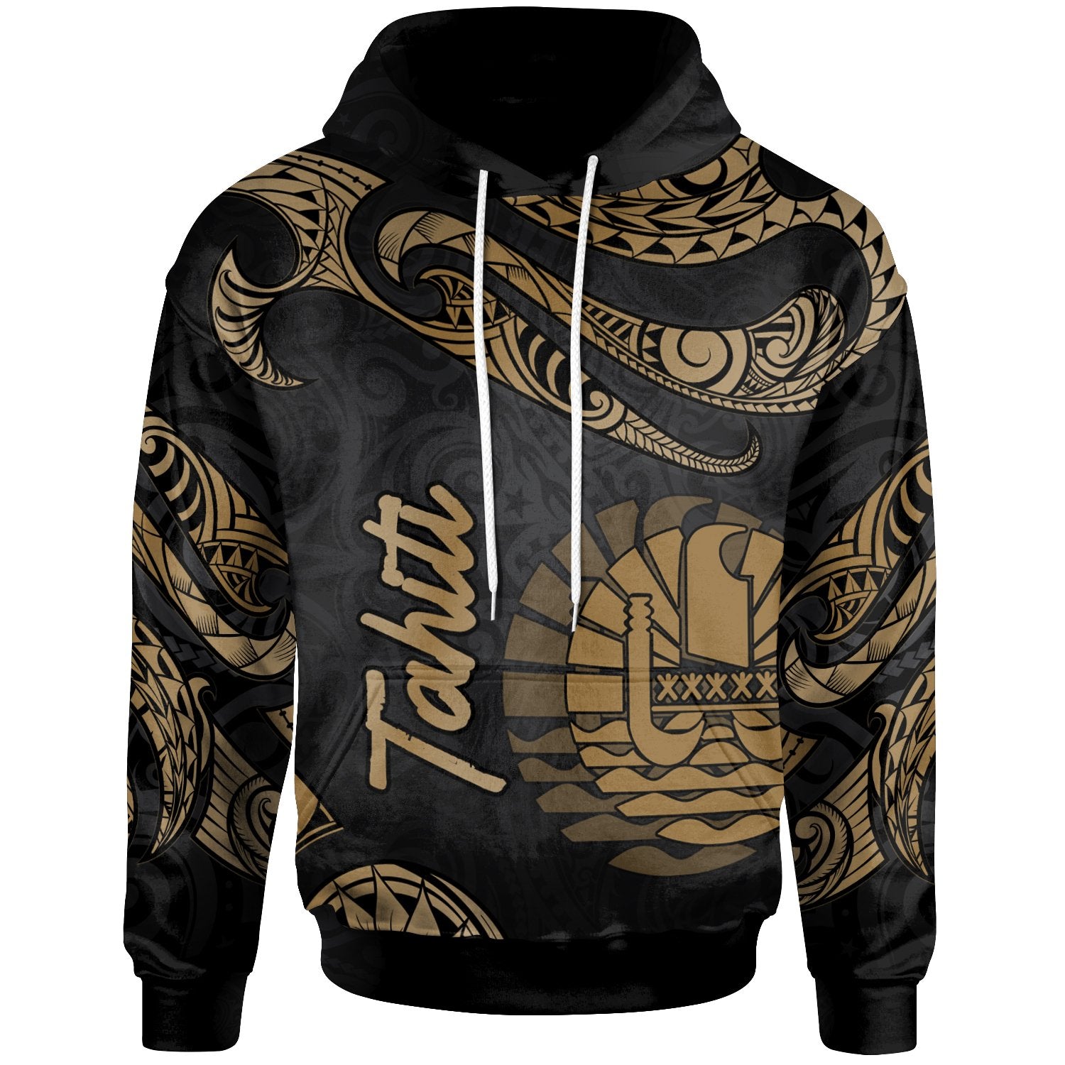 Tahiti Hoodie Polynesian Tattoo Gold Version Unisex Gold - Polynesian Pride
