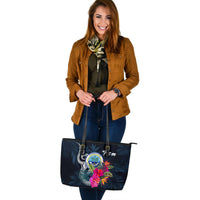 Federated States of Micronesia Leather Tote - Tropical Flower - Polynesian Pride