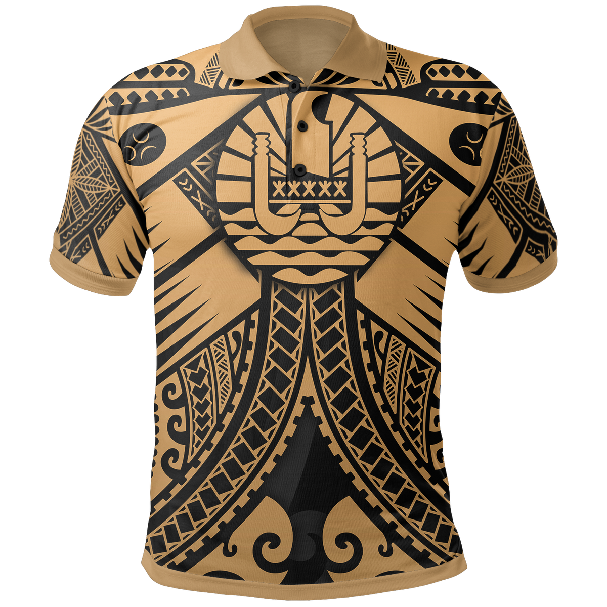 Tahiti Polo Shirt Gold Seal with Polynesian Tattoo Unisex Gold - Polynesian Pride