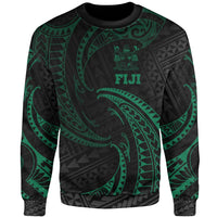Fiji Polynesian Sweater - Green Tribal Wave Unisex Green - Polynesian Pride