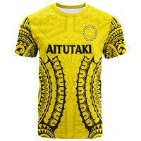 Cook Islands Aitutaki T Shirt Tribal Pattern LT12 Unisex Yellow - Polynesian Pride