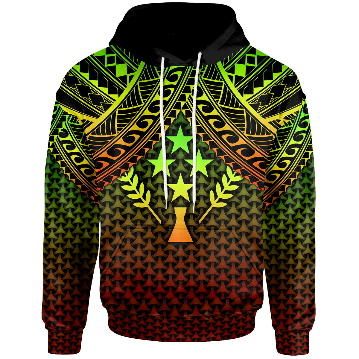 Polynesian Kosrae Hoodie Reggae Vintage Polynesian Patterns Unisex Reggae - Polynesian Pride