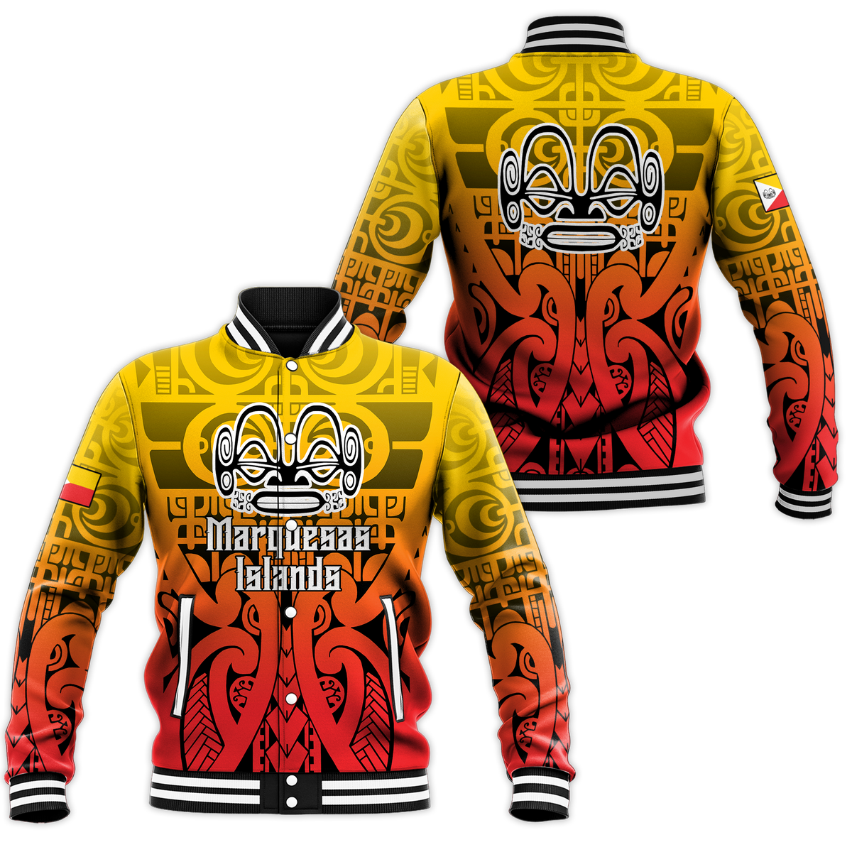 Marquesas Islands Marquesan Tattoo Baseball Jacket - LT12 Unisex Red - Polynesian Pride