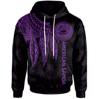 American Samoa Hoodie Polynesian Wings (Purple) Unisex Purple - Polynesian Pride