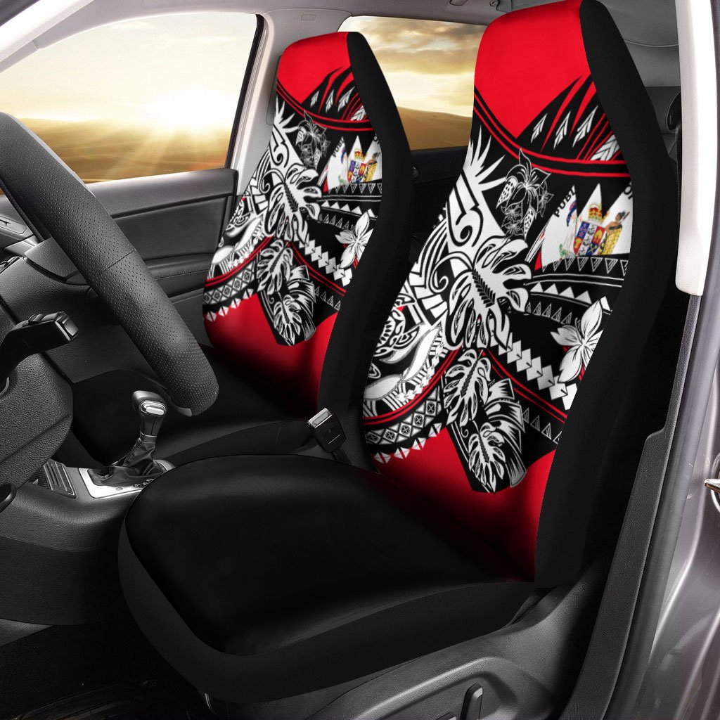 Niue Car Seat Cover - Tribal Jungle Pattern Universal Fit Black - Polynesian Pride