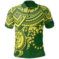 Cook Islands Polo Shirt Kuki Airani Flag Yellow Turtle Hibiscus Unisex Yellow - Polynesian Pride