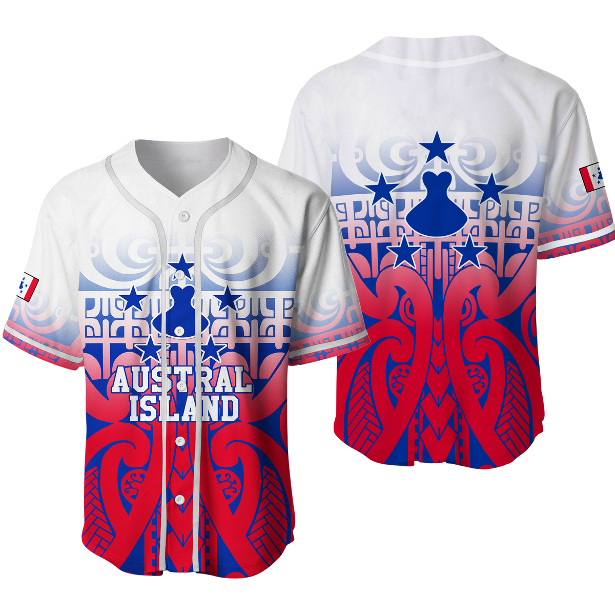 Austral Islands Tribal Baseball Jersey - LT12 Red - Polynesian Pride