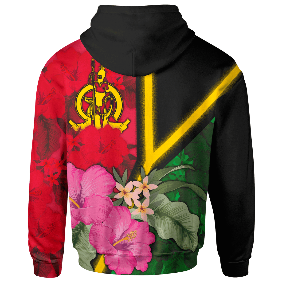 Vanuatu Hoodie Vanuatu Flag with Hibiscus - Polynesian Pride