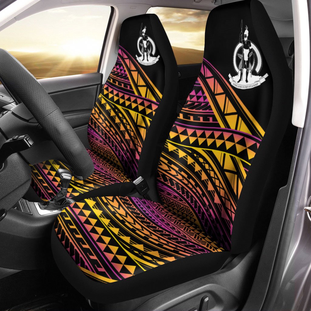 Vanuatu Car Seat Cover - Special Polynesian Ornaments Universal Fit Black - Polynesian Pride