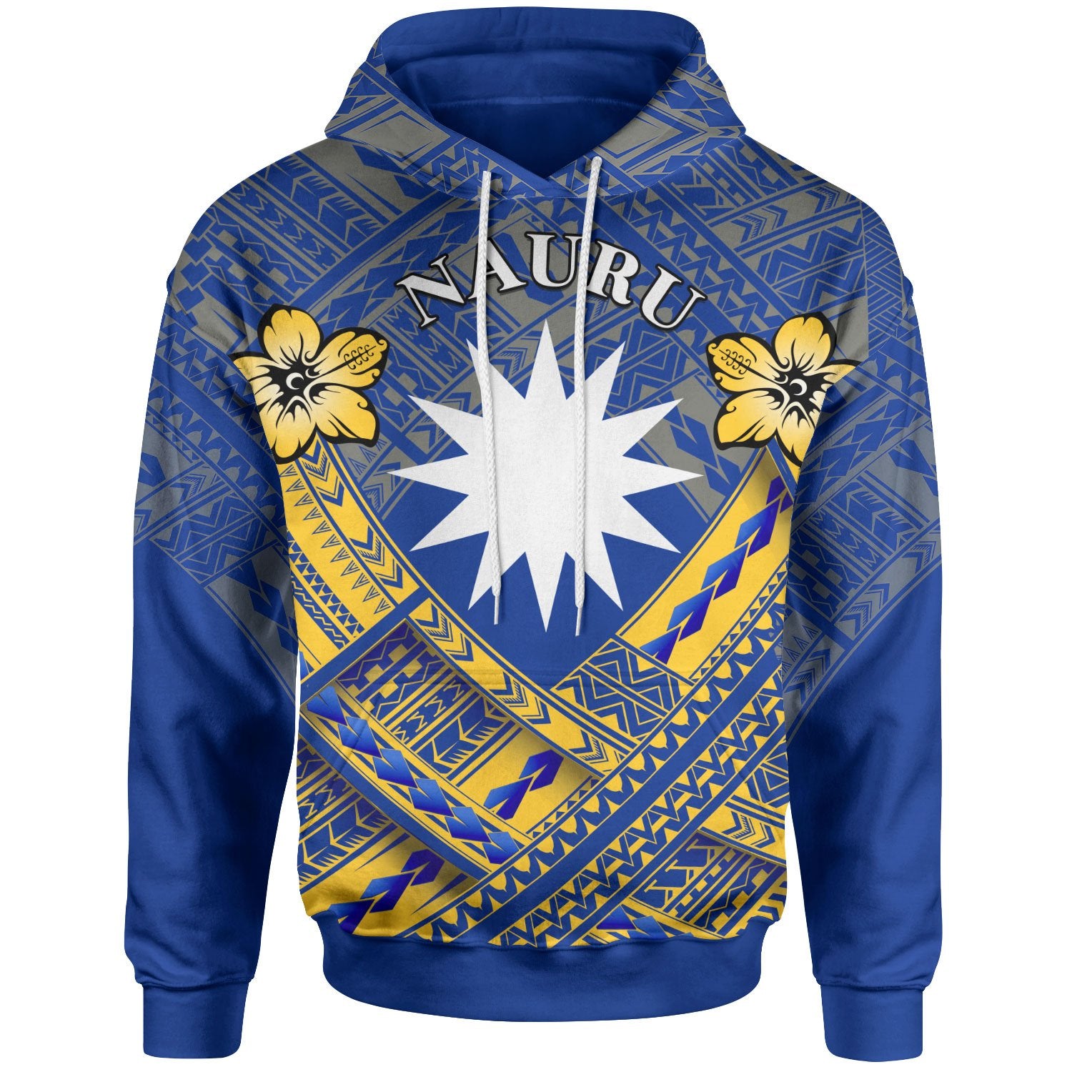 Nauru Polynesian Hoodie Nauru Flag Camisole Hibiscus Style Unisex Red - Polynesian Pride