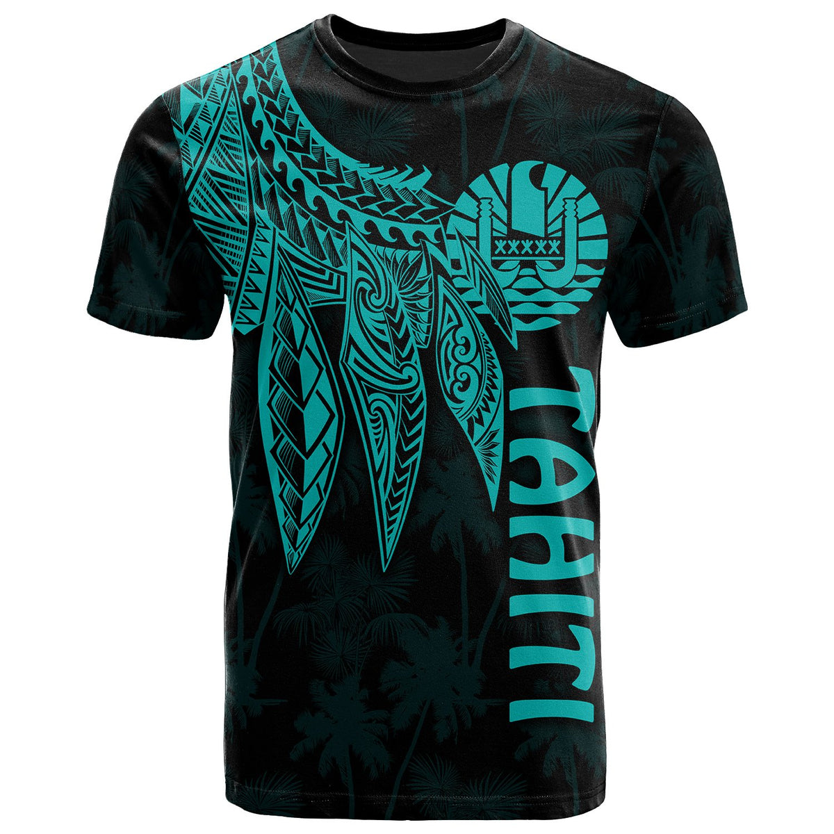 Tahiti T Shirt Polynesian Wings (Turquoise) Unisex Turquoise - Polynesian Pride