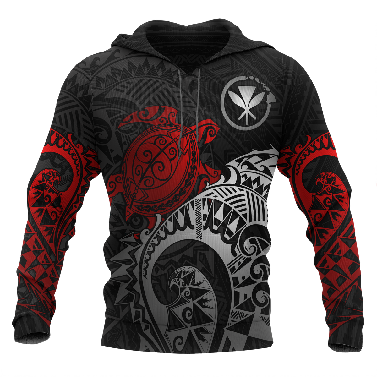 Polynesian Hawaii Hoodie Polynesian Turtle (Red) Unisex RED - Polynesian Pride