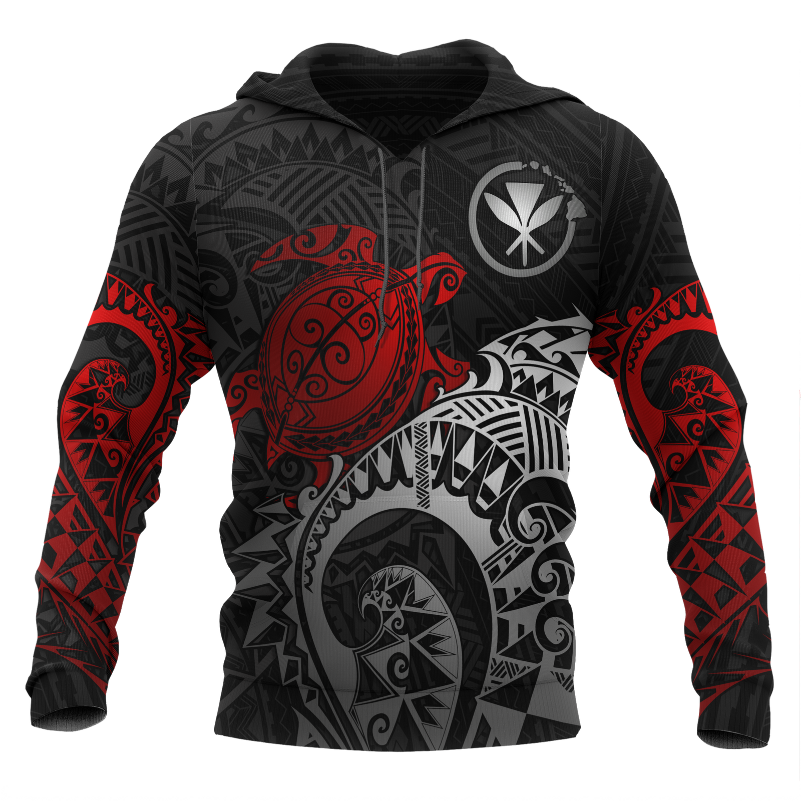 Polynesian Hawaii Hoodie Polynesian Turtle (Red) Unisex RED - Polynesian Pride