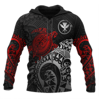 Polynesian Hawaii Hoodie Polynesian Turtle (Red) Unisex RED - Polynesian Pride