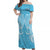 Cook Islands Mauke Off Shoulder Long Dress - Tribal Pattern - LT12 Long Dress Blue - Polynesian Pride