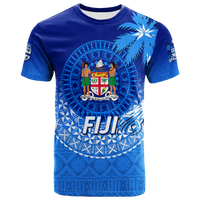 Custom Fiji Tapa Tribal Coconut Tree T Shirt LT12 Unisex Blue - Polynesian Pride